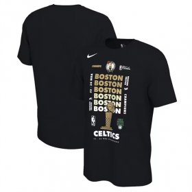 Wholesale Cheap Men\'s Boston Celtics Black 2024 Finals Champions Celebration Expressive T-Shirt