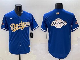 Cheap Men\'s Los Angeles Dodgers Team Big Logo Royal 2025 Gold Collection Limited Stitched Baseball Jersey
