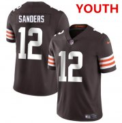 Youth Cleveland Browns #12 Shedeur Sanders Brown 2025 Vapor Limited Football Stitched Jersey Cheap