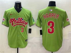 Cheap Men\'s Philadelphia Phillies #3 Bryce Harper Light Green Phanatic Limited Stitched Jersey