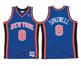 Men\'s New Yok Knicks #8 Latrell Sprewell Blue Mitchell & Ness 98-99 Road Swingman Stitched Jersey Cheap