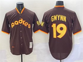 Men\'s San Diego Padres #19 Tony Gwynn Brown Throwback Stitched Baseball Jersey