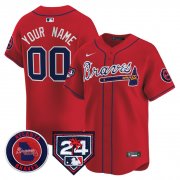 Men's Atlanta Braves Customized Red 2024 Spring Training Patch Limited Stitched Baseball Jersey Cheap Wholesale