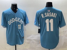 Men\'s Los Angeles Dodgers #11 Roki Sasaki Light Blue Limited Stitched Baseball Jersey Cheap