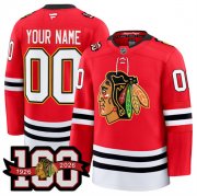 Cheap Men's Chicago Blackhawks Active Player Custom Red 2025 Home 100th Anniversary Stitched Hockey Jersey