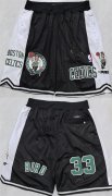 Men's Boston Celtics #33 Larry Bird Black White Shorts (Run Small) Cheap
