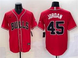 Men's Chicago Bulls #45 Michael Jordan Red Cool Base Stitched Baseball Jersey