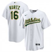 Men's Oakland Athletics #16 Nick Kurtz White Cool Base Stitched Jersey Cheap Wholesale