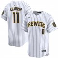 Cheap Men's Milwaukee Brewers #11 Jackson Chourio White 2024 Alternate Limited Stitched Baseball Jersey