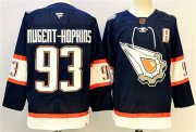 Cheap Men's Edmonton Oilers #93 Ryan Nugent-Hopkins Navy With A Patch Reverse Retro Stitched Jersey