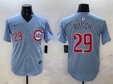 Cheap Men's Chicago Cubs #29 Michael Busch Blue 2024-25 2nd Alternate Limited Stitched Baseball Jersey