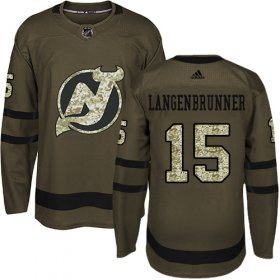 Wholesale Cheap Adidas Devils #15 Jamie Langenbrunner Green Salute to Service Stitched NHL Jersey