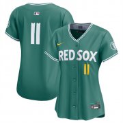 Women's Boston Red Sox #11 Rafael Devers Green 2025 City Connect Limited Stitched Baseball Jersey(Run Small) Cheap