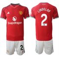 Cheap Men's Manchester United #2 Victor Lindelof 2025-26 Red Home Soccer Jersey Suit