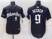 Cheap Men's Milwaukee Brewers #9 Bob Uecker Black 'Gothic 414 Shadows Edition' Vapor Premier Limited Stitched Jersey
