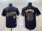 Cheap Men's Los Angeles Dodgers #18 Yoshinobu Yamamoto Black Gold Limited Stitched Jersey
