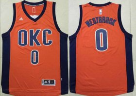 Wholesale Cheap Men\'s Oklahoma City Thunder #0 Russell Westbrook Revolution 30 Swingman 2015-16 New Orange Jersey