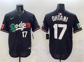 Cheap Men\'s Los Angeles Dodgers #17 Shohei Ohtani Black Mexico Flag Limited Stitched Baseball Jersey