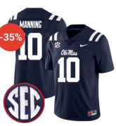 Cheap Men's Ole Miss Rebels #10 Eli Manning Navy F.U.S.E. Stitched Jersey
