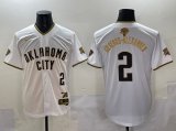 Men's Oklahoma City Thunder #2 Shai Gilgeous-Alexander White Gold 2025 Finals Vapor Stitched Baseball Jersey