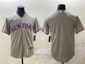 Cheap Men\'s New York Mets Team Big Logo Gray 2025 Limited Stitched Baseball Jersey