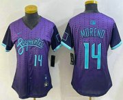 Cheap Women's Arizona Diamondbacks #14 Gabriel Moreno Number Purple 2025 City Connect Limited Jersey