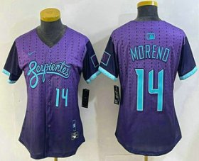 Cheap Women\'s Arizona Diamondbacks #14 Gabriel Moreno Number Purple 2025 City Connect Limited Jersey
