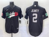 Cheap Men's Las Vegas Raiders #2 Ashton Jeanty Black Mexico Cool Base Stitched Baseball Jersey