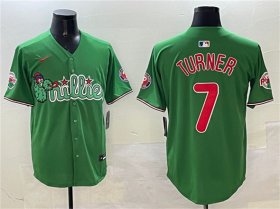 Men\'s Philadelphia Phillies #7 Trea Turner Green Phanatic Limited Stitched Jersey Cheap
