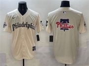Men's Philadelphia Phillies Team Big Logo Cream Gothic Vapor Limited Stitched Jersey Cheap