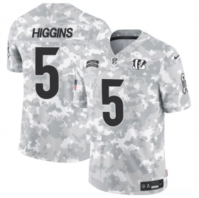 Cheap Men\'s Cincinnati Bengals #5 Tee Higgins 2024 F.U.S.E Arctic Camo Salute To Service Limited Stitched Football Jersey