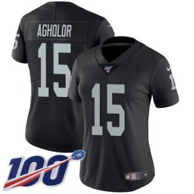 Wholesale Cheap Nike Raiders #15 Nelson Agholor Black Team Color Women\'s Stitched NFL 100th Season Vapor Untouchable Limited Jersey