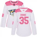 Wholesale Cheap Adidas Predators #35 Pekka Rinne White/Pink Authentic Fashion Women's Stitched NHL Jersey