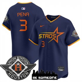 Men\'s Houston Astros #3 Jeremy Pena Navy 2025 City Connect Limited Stitched Baseball Jersey Cheap