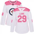 Wholesale Cheap Adidas Jets #29 Patrik Laine White/Pink Authentic Fashion Women's Stitched NHL Jersey