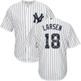 Wholesale Cheap Yankees #18 Don Larsen White Strip Team Logo Fashion Stitched MLB Jersey