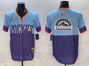 Cheap Men's Colorado Rockies Team Big Logo Purple Light Blue 2025 City Connect Limited Stitched Baseball Jersey