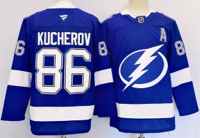 Cheap Men\'s Tampa Bay Lightning #86 Nikita Kucherov 2024-25 Blue Stitched Jersey