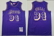 Wholesale Cheap Men's Los Angeles Lakers #34 Shaquille O'neal 1996-97 Purple Hardwood Classics Soul Swingman Throwback Jersey