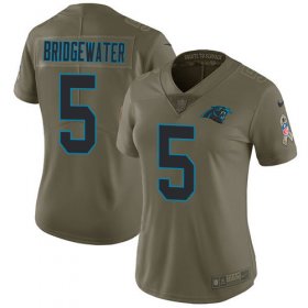 Wholesale Cheap Nike Panthers #5 Teddy Bridgewater Olive Women\'s Stitched NFL Limited 2017 Salute To Service Jersey