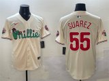 Men's Philadelphia Phillies #55 Ranger Suarez Cream Phanatic Limited Stitched Jersey Cheap