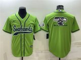 Wholesale Cheap Men's Seattle Seahawks Green Team Big Logo With Patch Cool Base Stitched Baseball Jersey