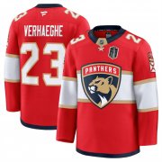 Men's Florida Panthers #23 Carter Verhaeghe Red 2025 Stanley Cup Final Patch Stitched Hockey Jersey Cheap