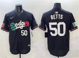 Cheap Men's Los Angeles Dodgers #50 Mookie Betts Black Mexico Flag Limited Stitched Baseball Jersey
