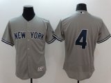 Wholesale Cheap Yankees #4 Lou Gehrig Grey Flexbase Authentic Collection Stitched MLB Jersey