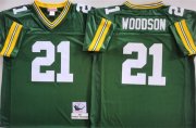 Men's Green Bay Packers #21 Charles Woodson Green Throwback Stitched Football Jersey