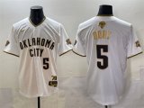 Cheap Men's Oklahoma City Thunder #5 Luguentz Dort White Gold 2025 Finals Vapor Stitched Baseball Jersey