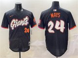 Cheap Men's San Francisco Giants #24 Willie Mays Anthracite 2025 City Connect Limited Stitched Baseball Jersey