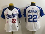 Cheap Women's Los Angeles Dodgers #22 Clayton Kershaw White Royal 2025 Tokyo Series Limited Stitched Baseball Jersey(Run Small)