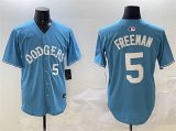 Men's Los Angeles Dodgers #5 Freddie Freeman Light Blue Limited Stitched Baseball Jersey Cheap